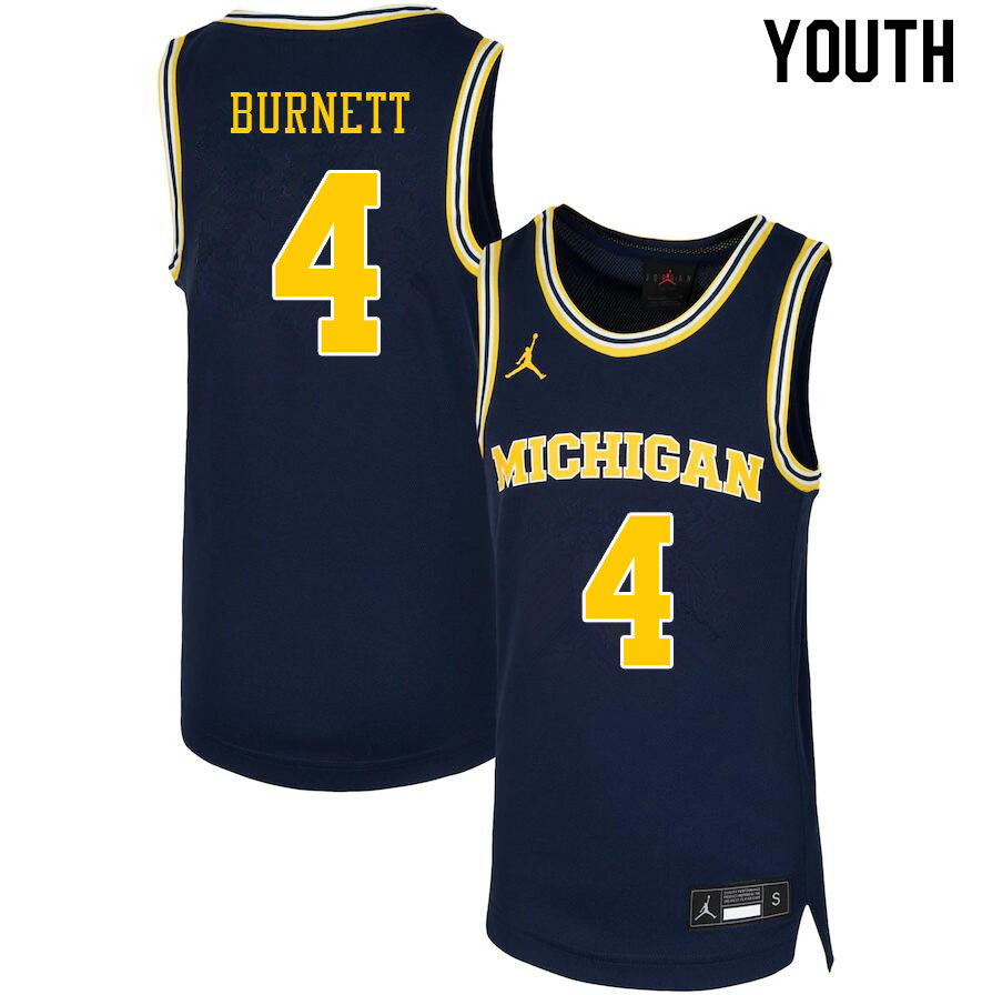Youth #4 Nimari Burnett Michigan Wolverines College Basketball Jerseys Stitched Sale-Navy - Click Image to Close